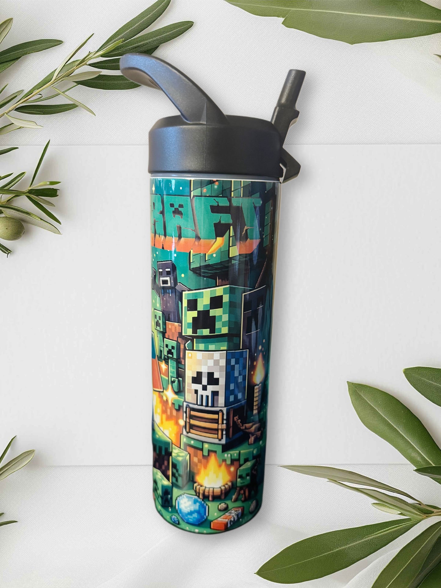 Minecraft Tumbler - Colorful Design, Reusable Tumbler, Perfect for On-the-go cup