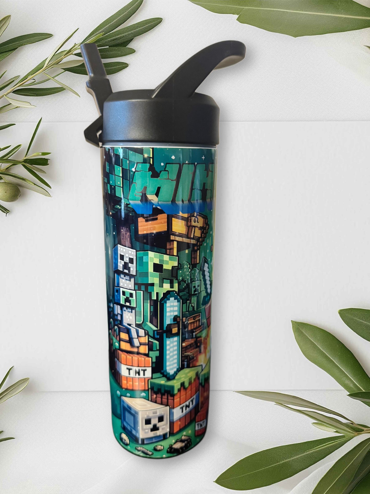 Minecraft Tumbler - Colorful Design, Reusable Tumbler, Perfect for On-the-go cup
